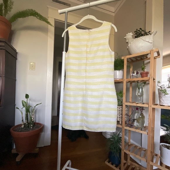 Yellow & White Striped Textured Sleeveless Shift Dress – Size Small (NWOT) - Picture 3 of 15